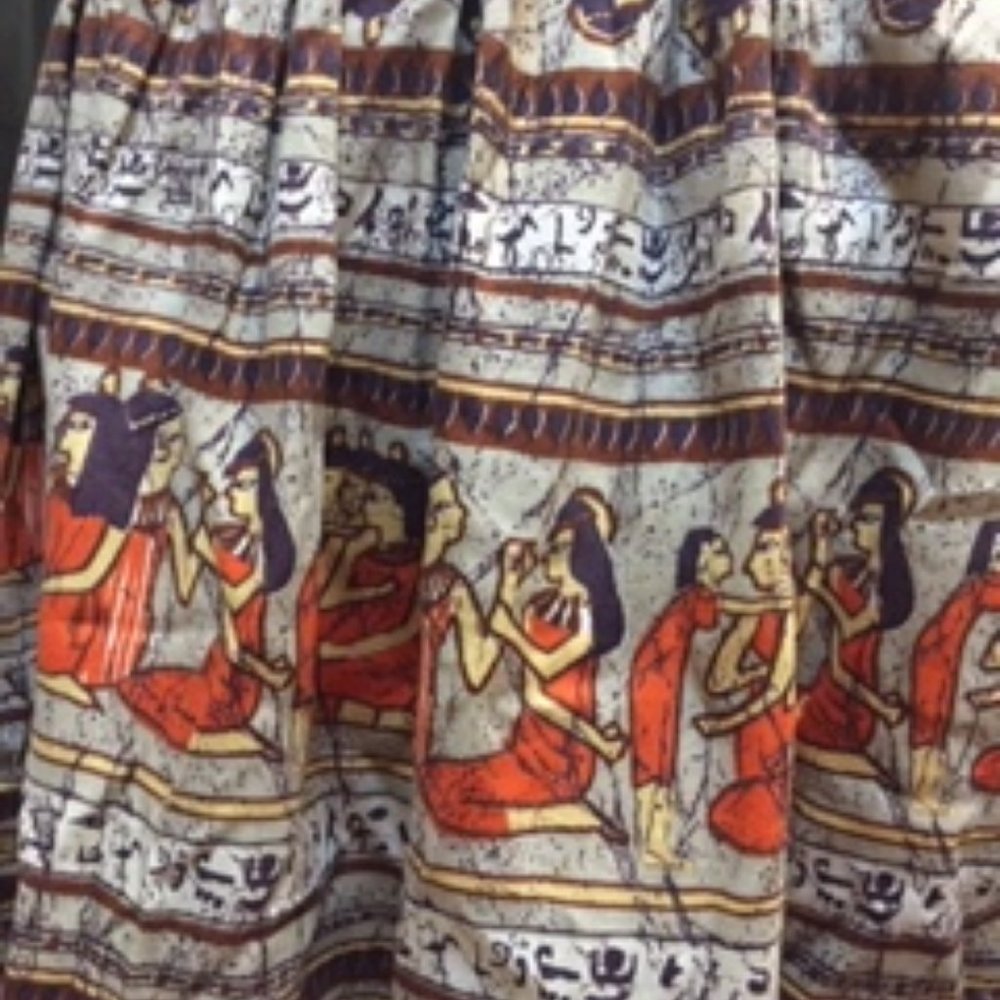 Vintage Egyptian print cotton skirt